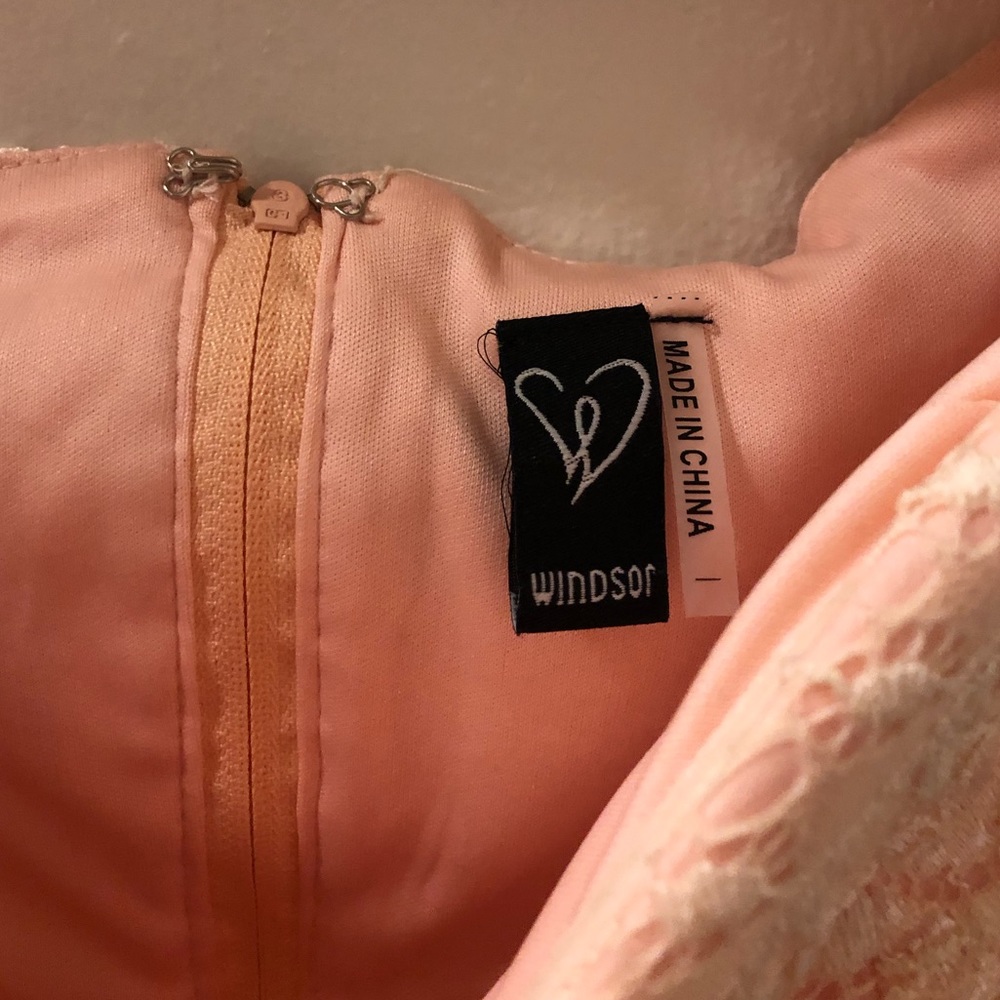 Windsor Pink Lace Strapless Dress - Picture 3 of 13